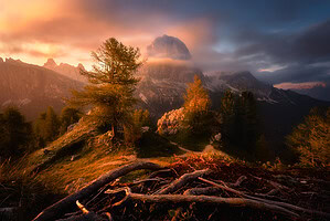 Dolomity hory mlha a světlo