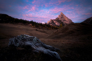 Itálie Dolomity hory při západu slunce